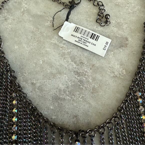 Hot Topic Jewelry Iridescent Rhinestone Fringe Necklace NWT - Picture 3 of 4